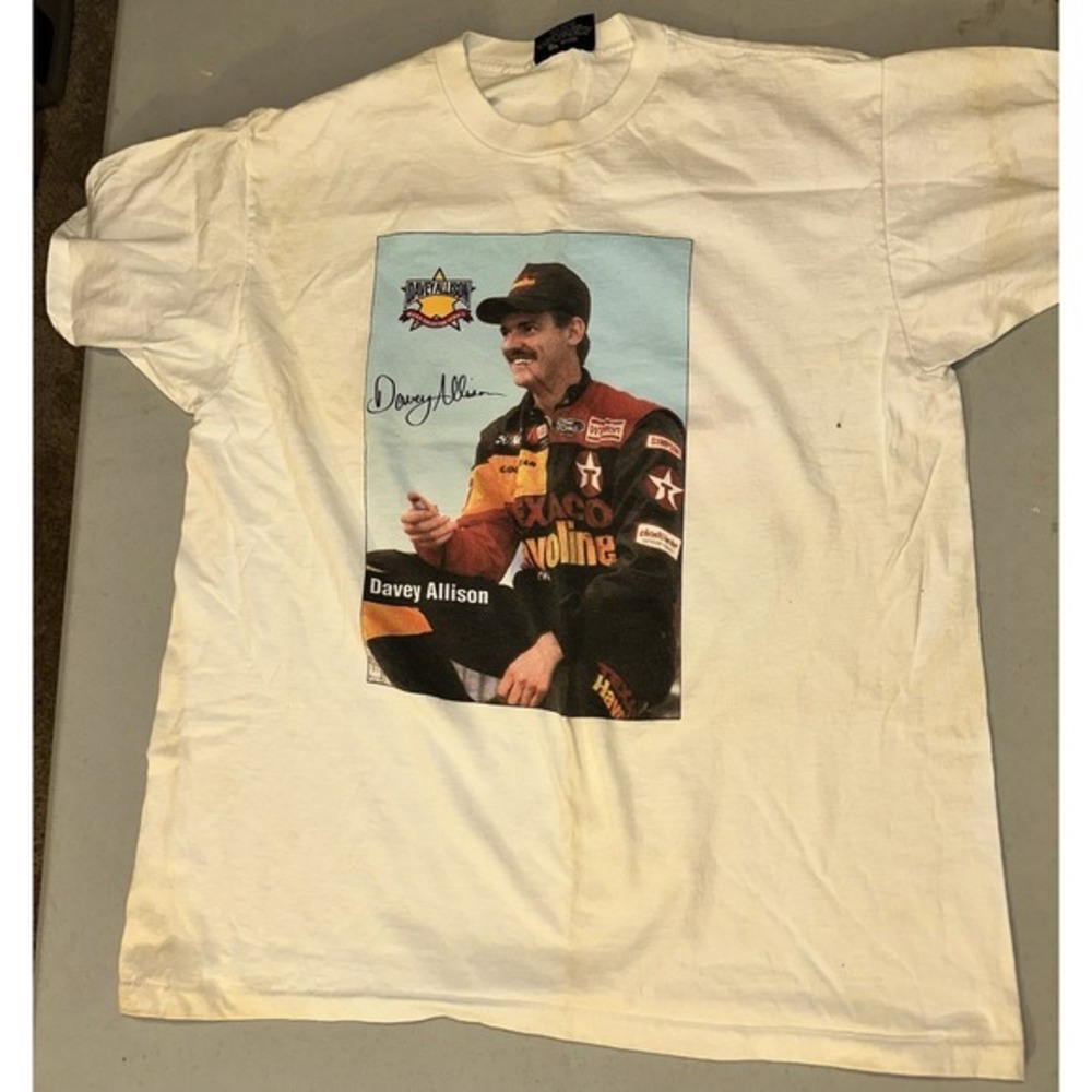 Vintage‎ DAVEY ALLISON #28 Texaco Havoline Oil Racing T-Shirt XL Single Stitch